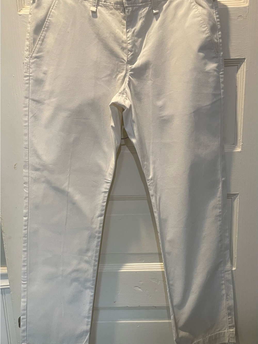 Express Photographer Pants, White Straight-Leg, Size 29/30